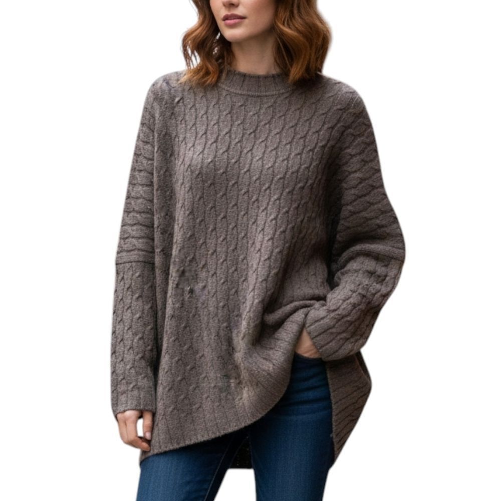 eskandar 100% Cashmere Cable Knit Oversized Sweater Handloomed Scotland Taupe OS